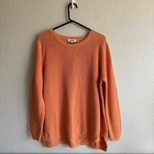525 Emma Crewneck Shaker Stitch 100% Cotton Sweater Orange Women Size XL